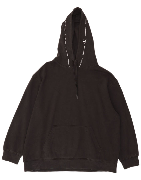 Felpa con cappuccio grafica da uomo Calvin Klein Jeans 5XL cotone nero