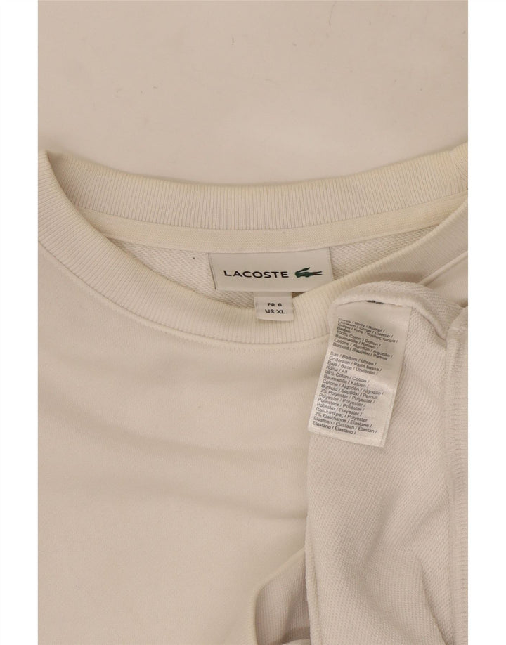 LACOSTE Felpa da uomo Maglione Taglia 6 XL Cotone bianco