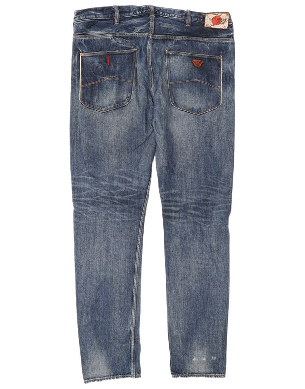 Jeans slim effetto consumato da uomo ARMANI in edizione limitata W36 L34 cotone blu