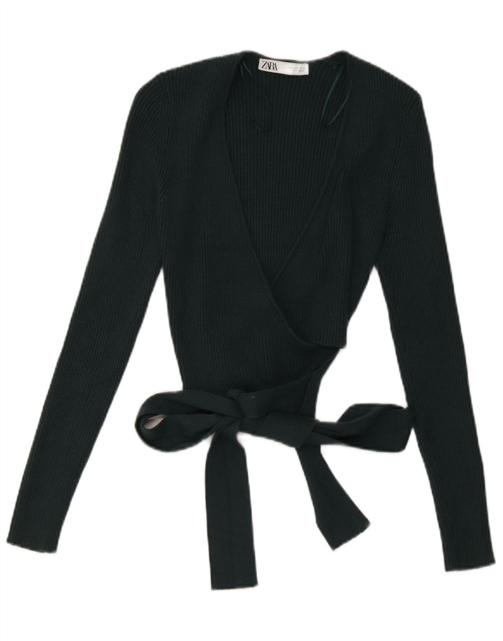 Top cardigan avvolgente da donna Zara UK 14 grande viscosa verde