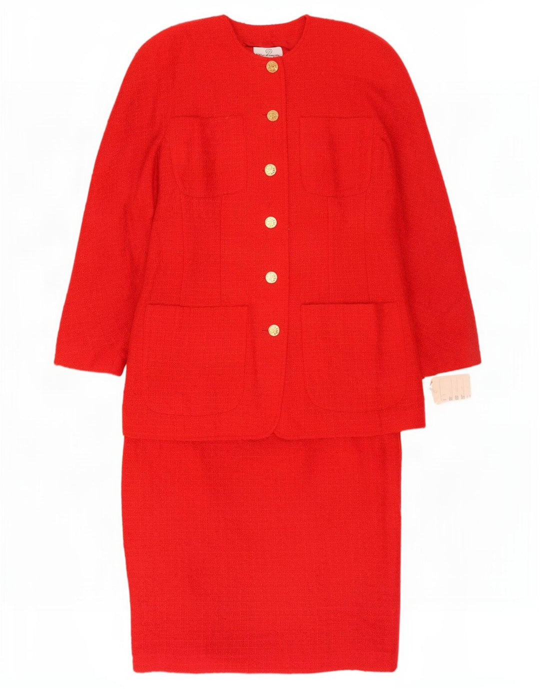 Elsa Zanella Set gonna da donna a 6 bottoni in 2 pezzi IT 46 Large W30 Lana rossa
