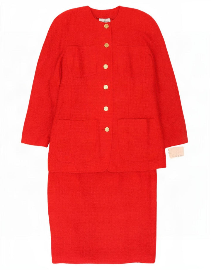 Elsa Zanella Set gonna da donna a 6 bottoni in 2 pezzi IT 46 Large W30 Lana rossa