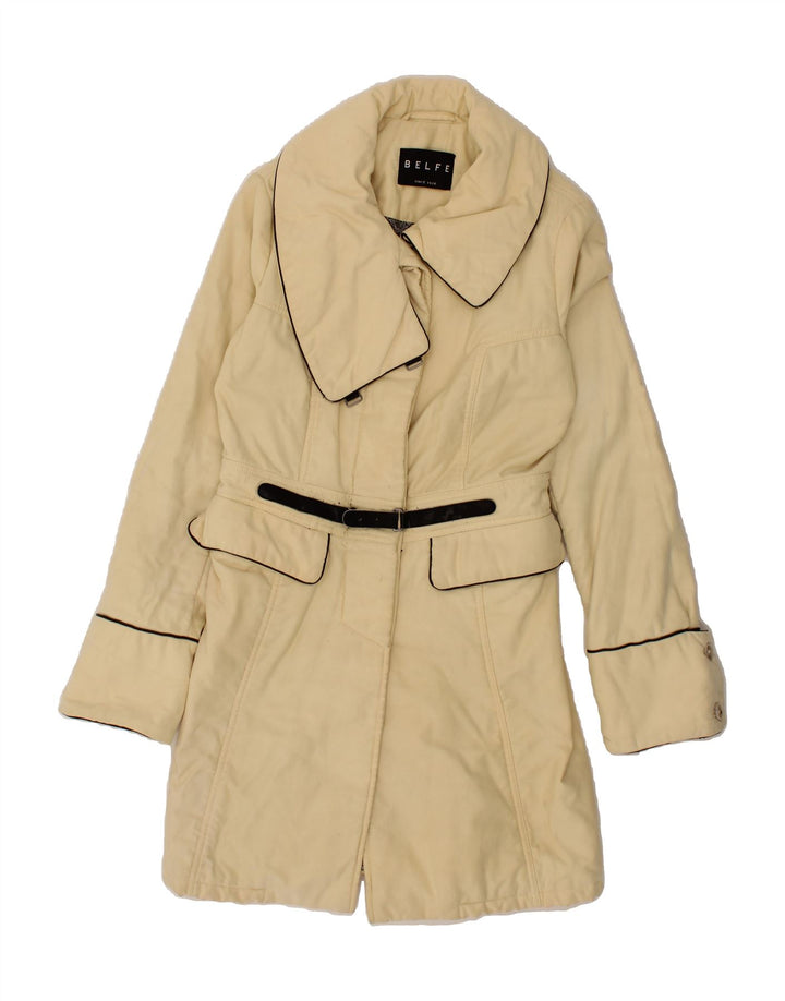 BELFE Womens Overcoat UK 6 XS Beige Cotton Vintage Belfe and Second-Hand Belfe from Messina Hembry 