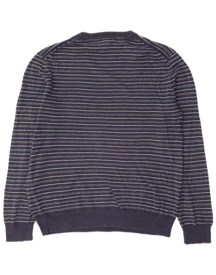 Gap Maglione da uomo con scollo a V in cotone a righe medie blu navy