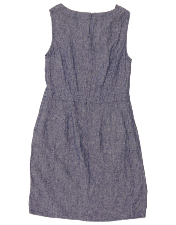 Abito tubino senza maniche da donna Boden UK 10 piccolo lino blu navy