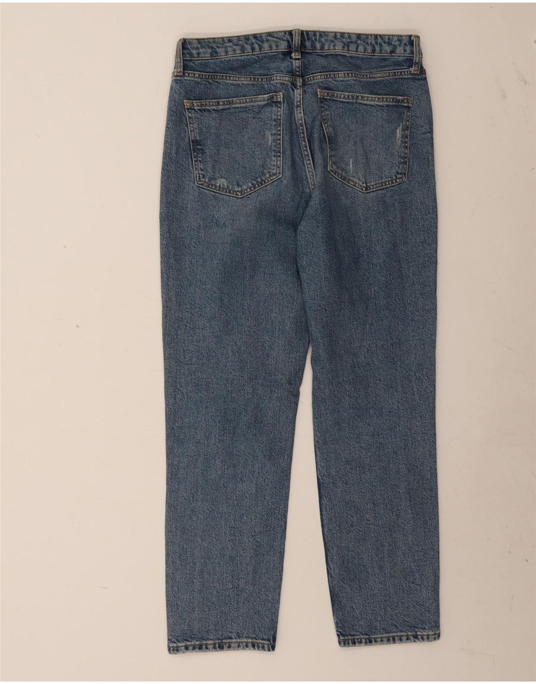 Jeans dritti effetto invecchiato ZARA da donna EU 42 Large W32 L27 Blu