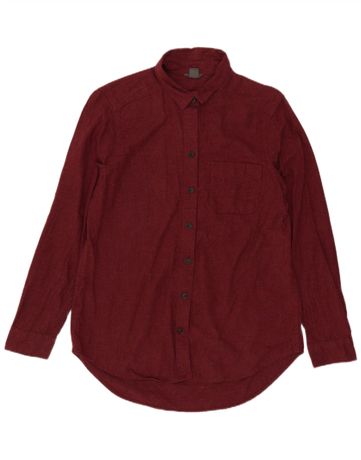 Camicia oversize da donna EDDIE BAUER UK 10 Small Maroon Cotton