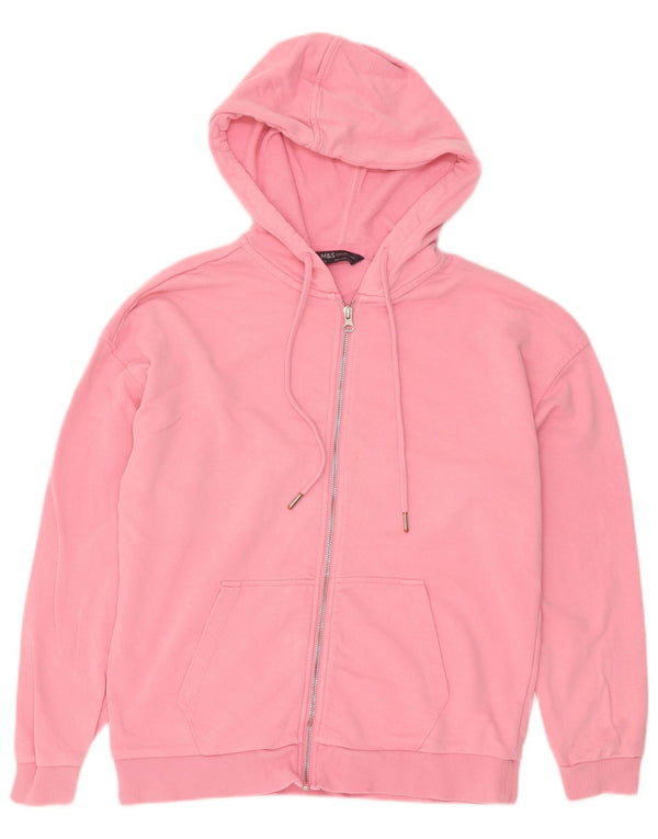 Maglione con cappuccio e zip da donna Marks & Spencer vestibilità comoda UK 10 piccolo rosa