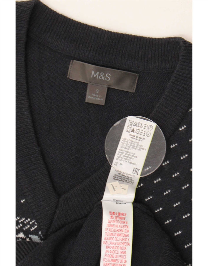 Canotta da uomo Marks & Spencer piccola blu navy acrilico Fair Isle