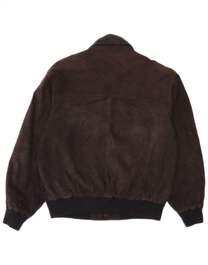 Giubbotto bomber in pelle scamosciata vintage da uomo UK 42 XL in pelle grigia