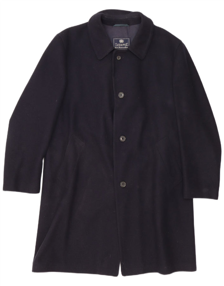 Cappotto da uomo Lord UK 40 grande in lana vergine blu navy