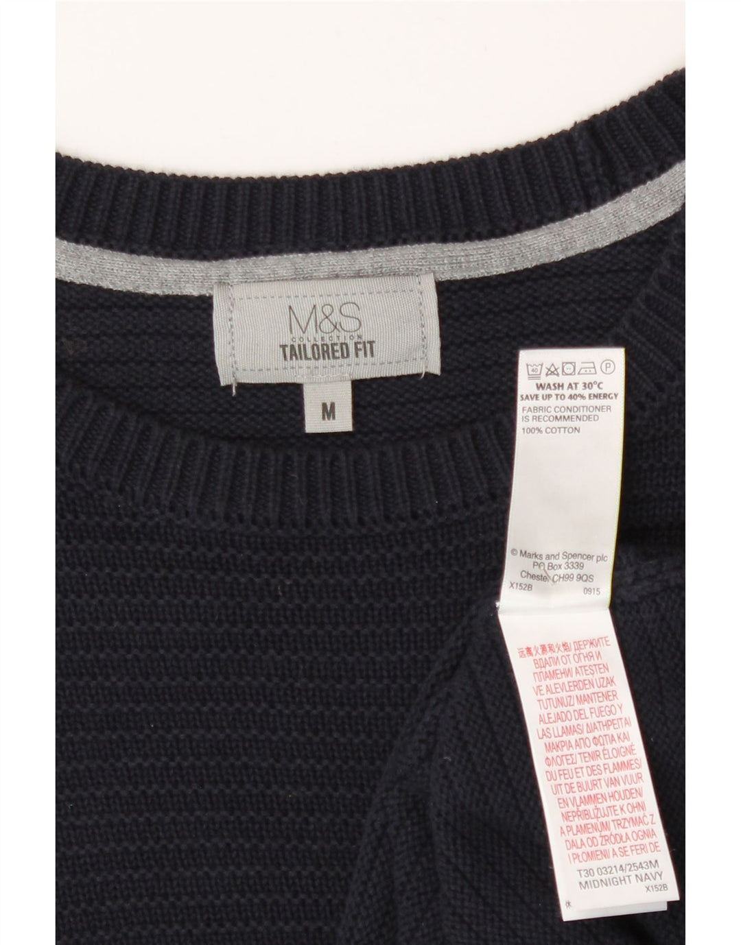 Maglione maglione girocollo da uomo Marks & Spencer cotone medio blu navy