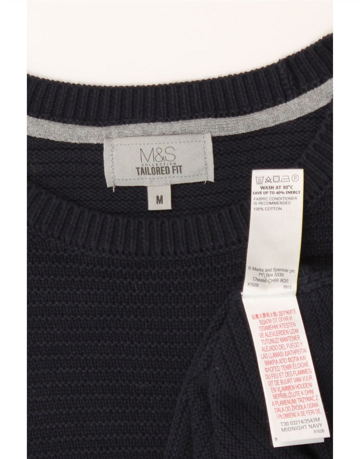 Maglione maglione girocollo da uomo Marks & Spencer cotone medio blu navy