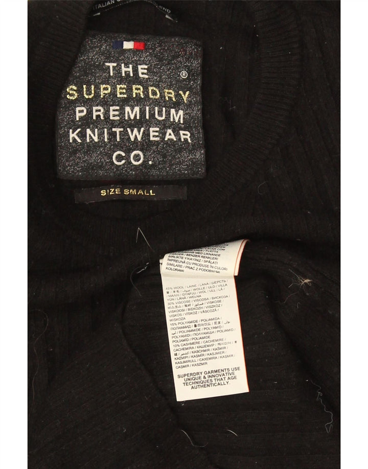 Maglione maglione girocollo da donna Superdry UK 8 Small Lana nera