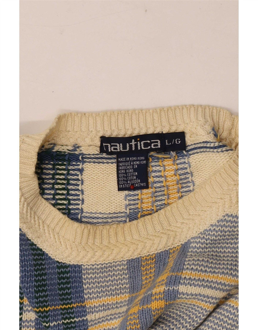 Maglione da uomo Nautica, vestibilità ampia, girocollo, a quadri grandi, multicolore