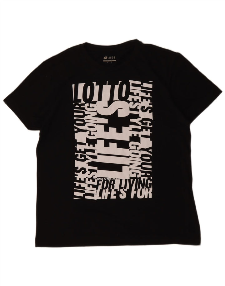 T-shirt grafica da uomo LOTTO Top piccola in cotone nero