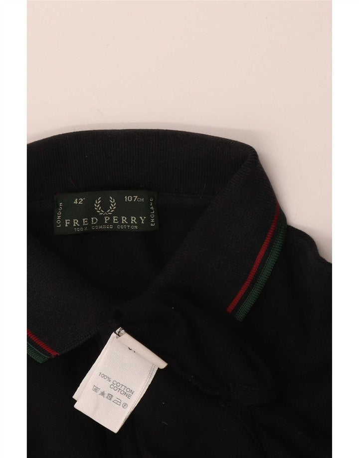 Polo da uomo Fred Perry in cotone a righe nere medie