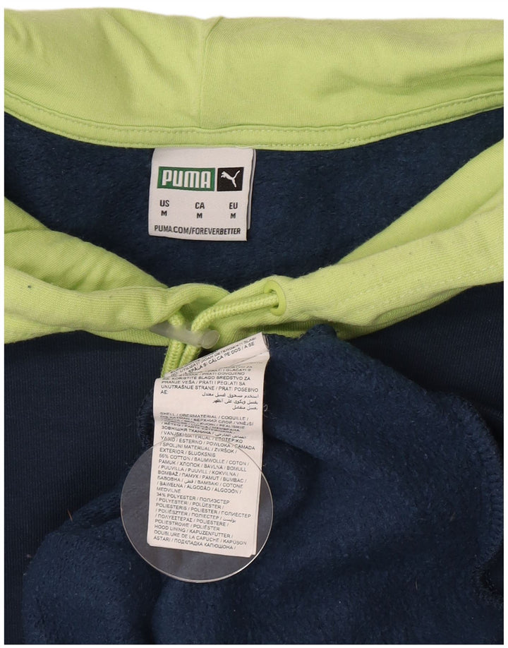 Felpa con cappuccio da uomo Puma in cotone color block medio blu navy