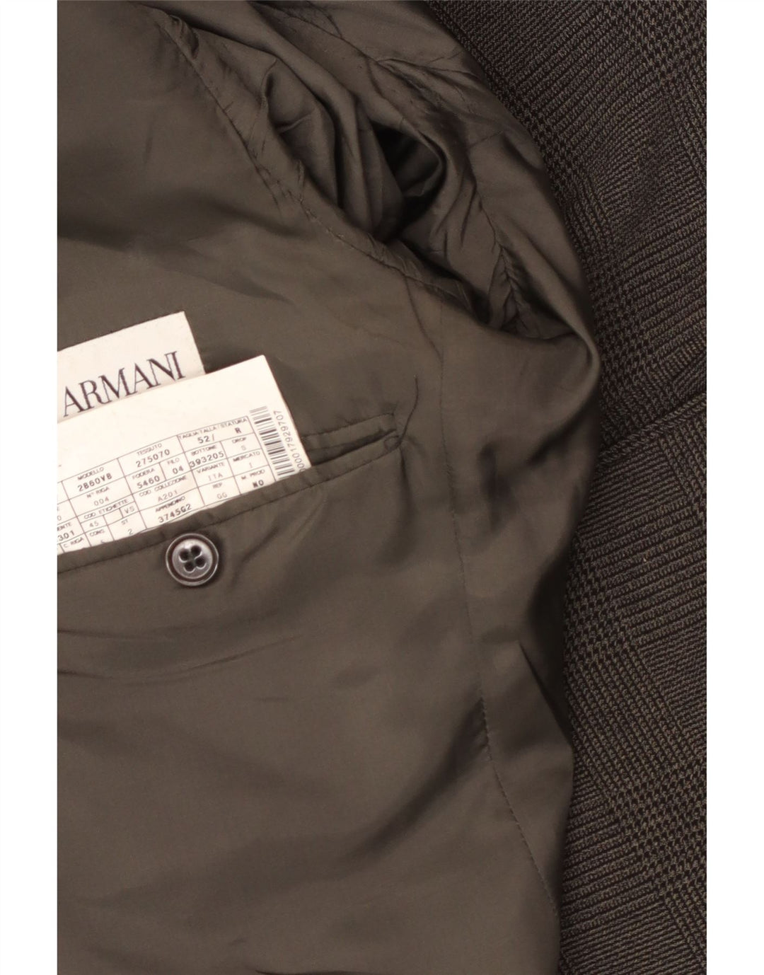 Giacca blazer da uomo a 2 bottoni Armani IT 52 grande poliestere pied de poule grigio