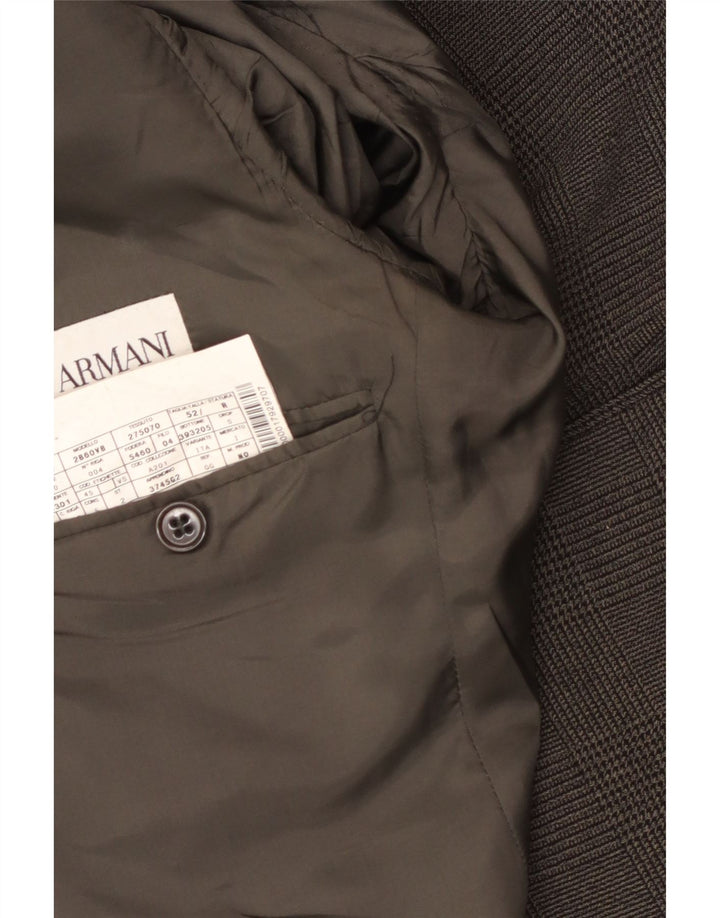 Giacca blazer da uomo a 2 bottoni Armani IT 52 grande poliestere pied de poule grigio