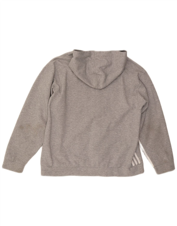 Maglione con cappuccio e zip ADIDAS da uomo XL in cotone grigio