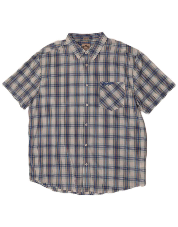 Camicia a maniche corte da uomo Wrangler 2XL in cotone a quadri blu