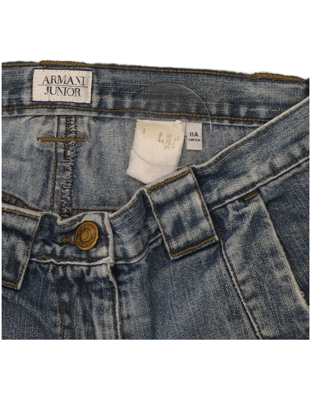 Jeans larghi per bambina Armani Junior 10-11 anni W26 L28 Patchwork blu