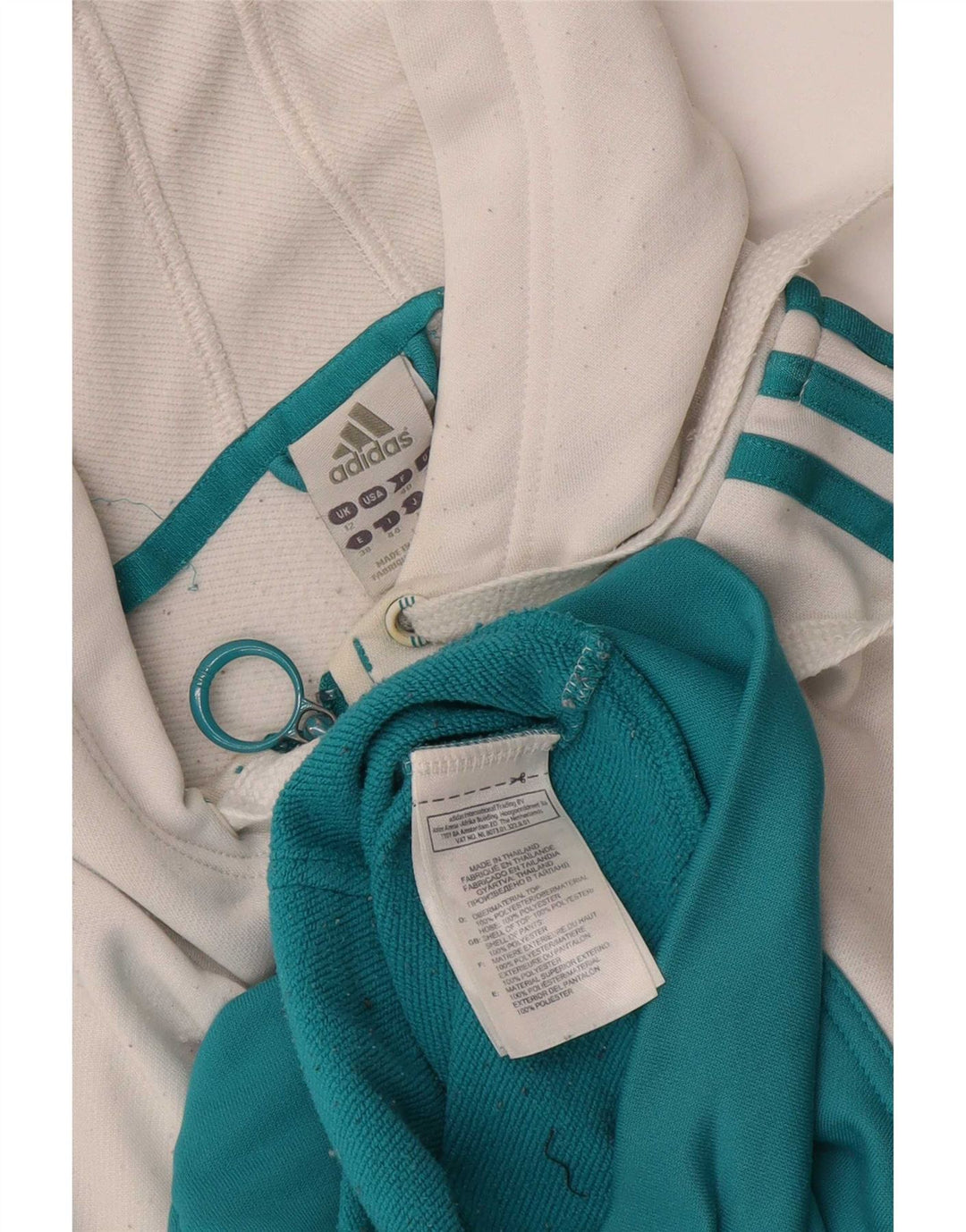 Maglione con cappuccio e zip da donna Adidas UK 12 Poliestere color block bianco medio