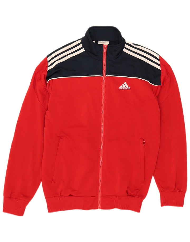 Giacca da tuta da ragazzo Adidas 13-14 anni in poliestere color block rosso