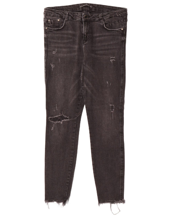 Jeans skinny effetto consumato Trafaluc da donna Zara EU 44 XL W34 L28 cotone nero