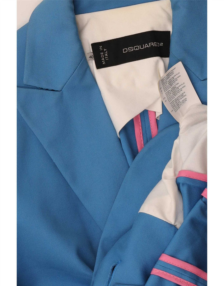 Giacca blazer da donna Dsquared2 corta a 1 bottone IT 42 piccola in cotone blu