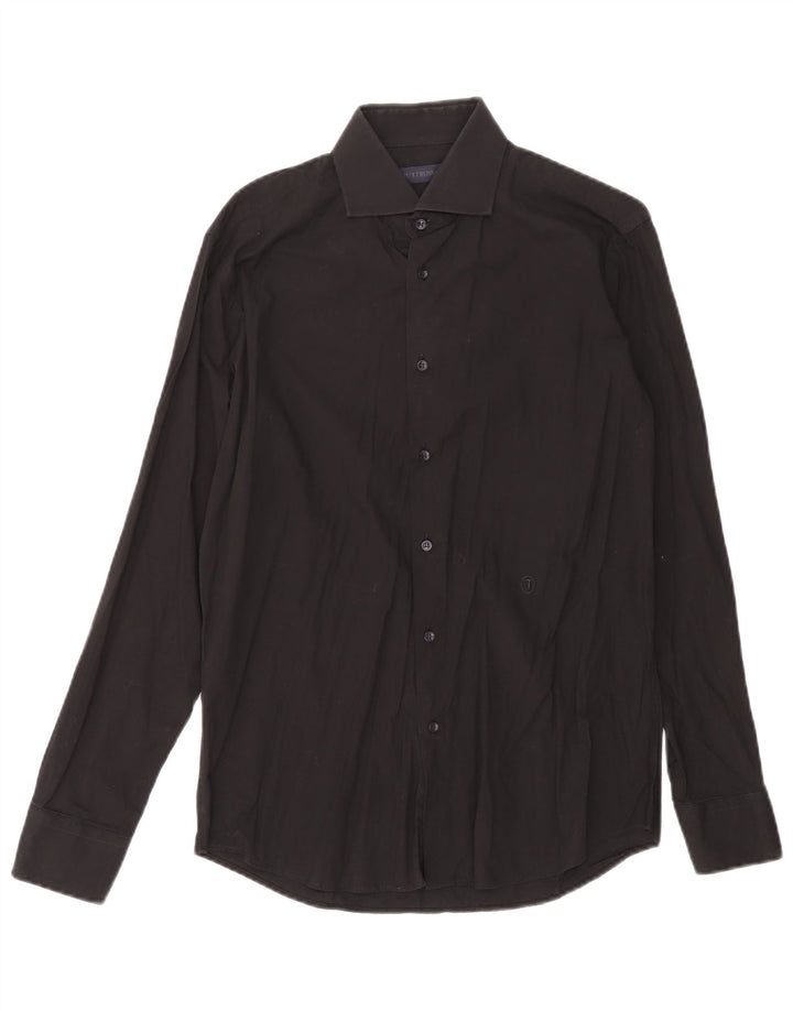 Camicia Trussardi Uomo Taglia 39 15 1/2 Media Cotone Nero