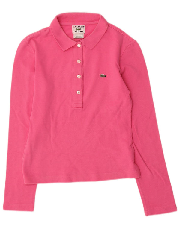 Polo da donna a maniche lunghe Lacoste taglia 36 piccola in cotone rosa
