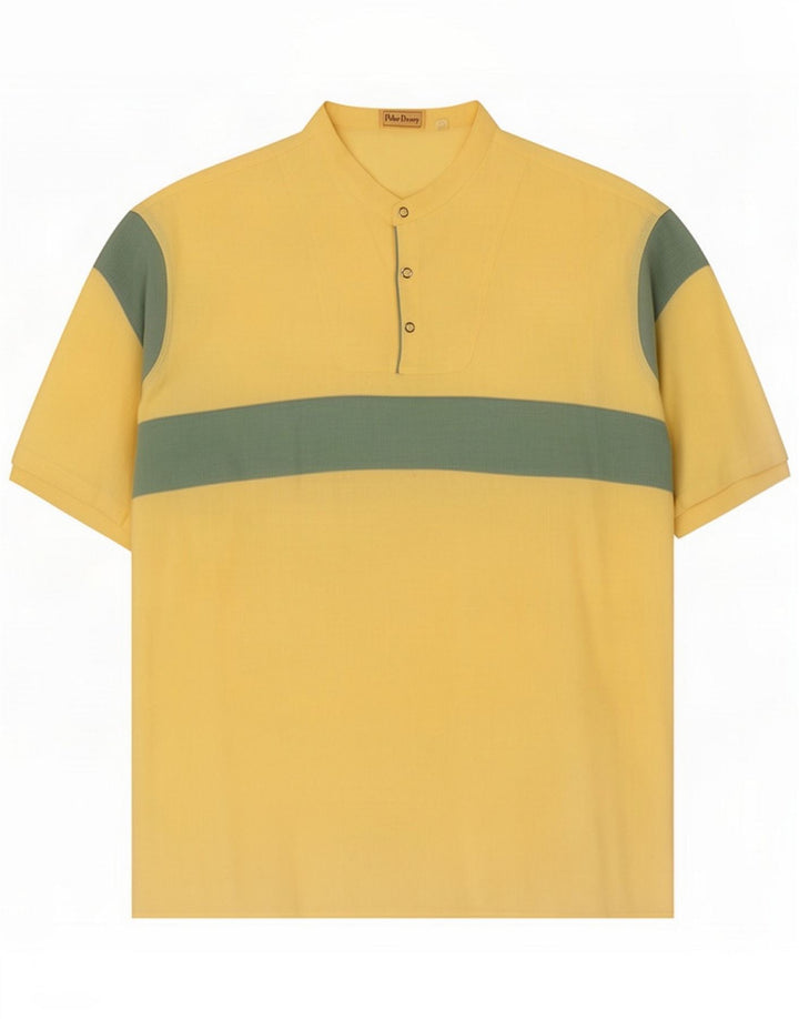 Peter Doney Camicia pullover da uomo taglia 40 15 3/4 Medium Yellow Colourblock