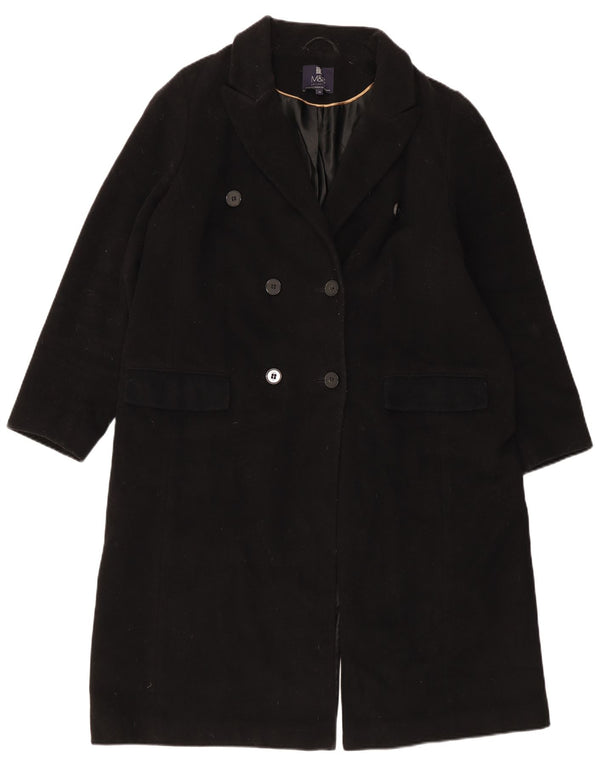 Cappotto doppiopetto da donna Marks & Spencer UK 18 XL lana nera