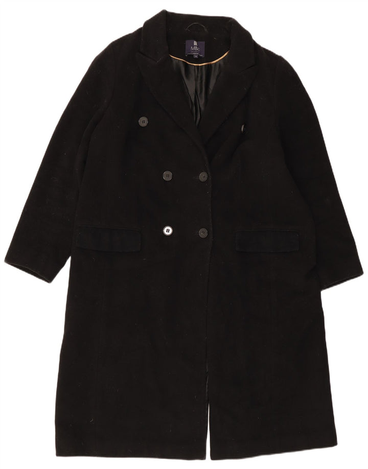Cappotto doppiopetto da donna Marks & Spencer UK 18 XL lana nera