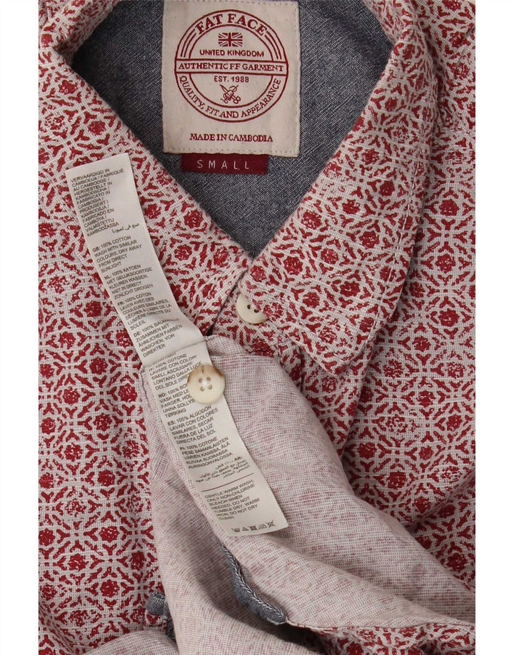 Camicia da uomo a maniche corte, vestibilità regolare, Fat Face, piccola, in cotone geometrico rosso