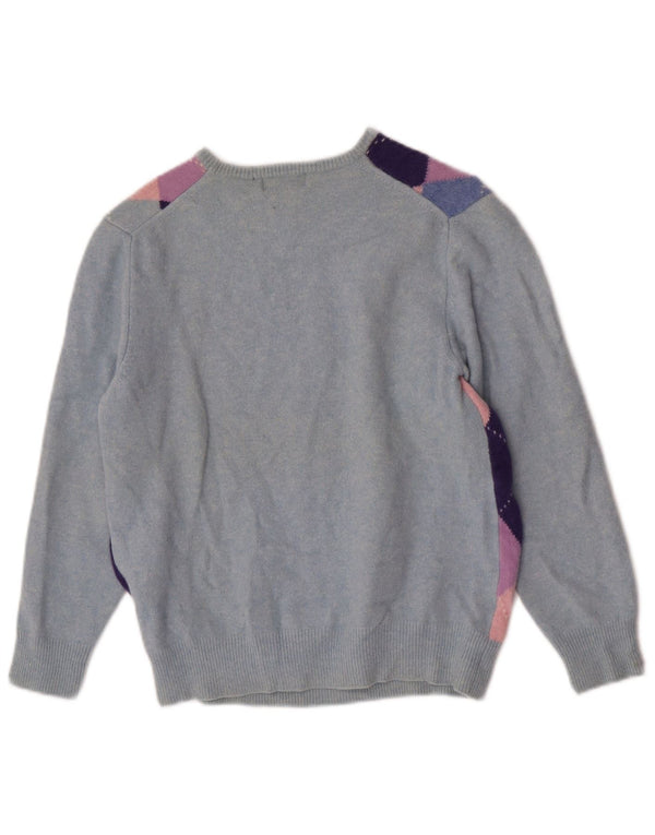 Maglione da ragazzo con scollo a barca John Ashfield, 11-12 anni, blu a rombi/diamante