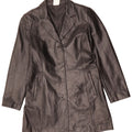 Cappotto in pelle da donna vintage UK 14 grande poliestere nero
