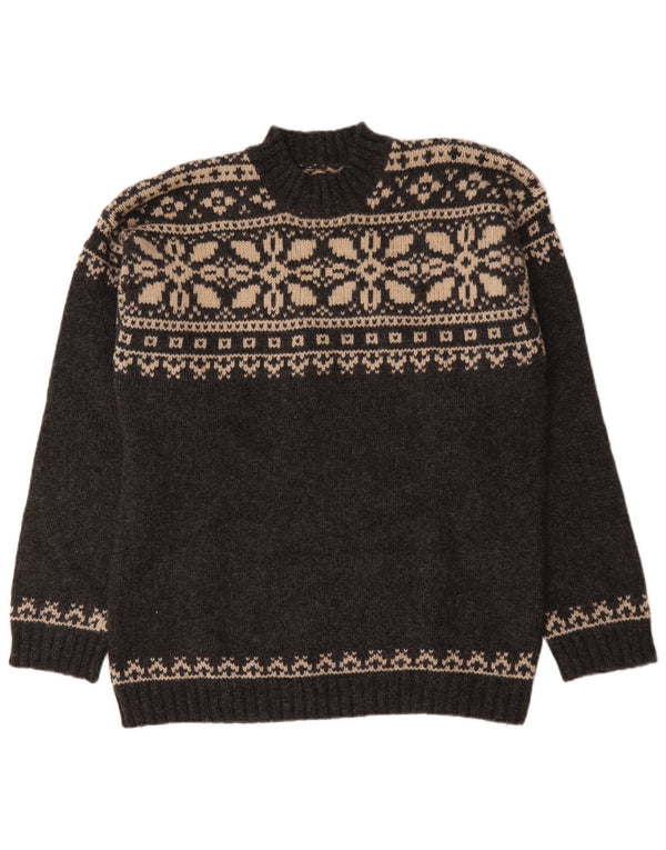 Maglione maglione collo alto da uomo Cottonfield XL lana Fair Isle grigia