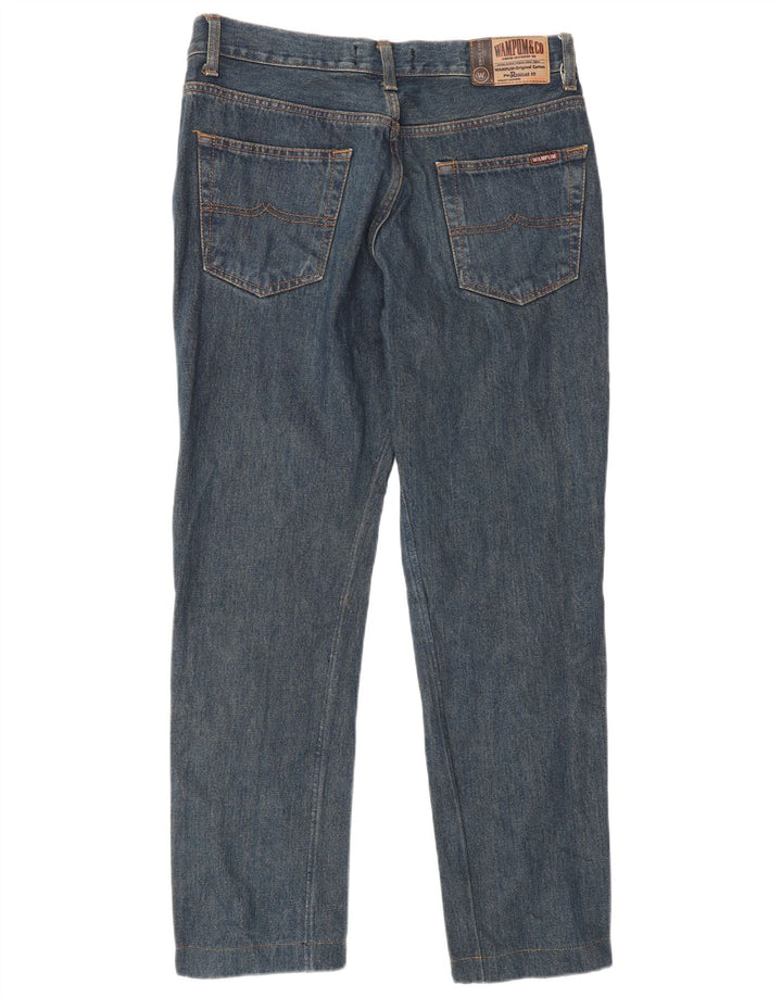 WAMPUM Mens Straight Jeans W36 L30 Blue Cotton