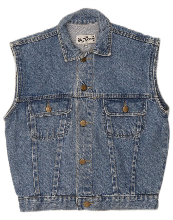 Gilet in denim vintage per bambina 9-10 anni Blu
