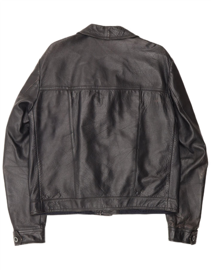 Giacca in pelle vintage da uomo UK 40 grande nera