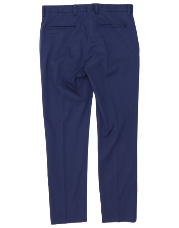 Pantaloni chino slim da uomo Zara EU 42 Large W32 L30 poliestere blu
