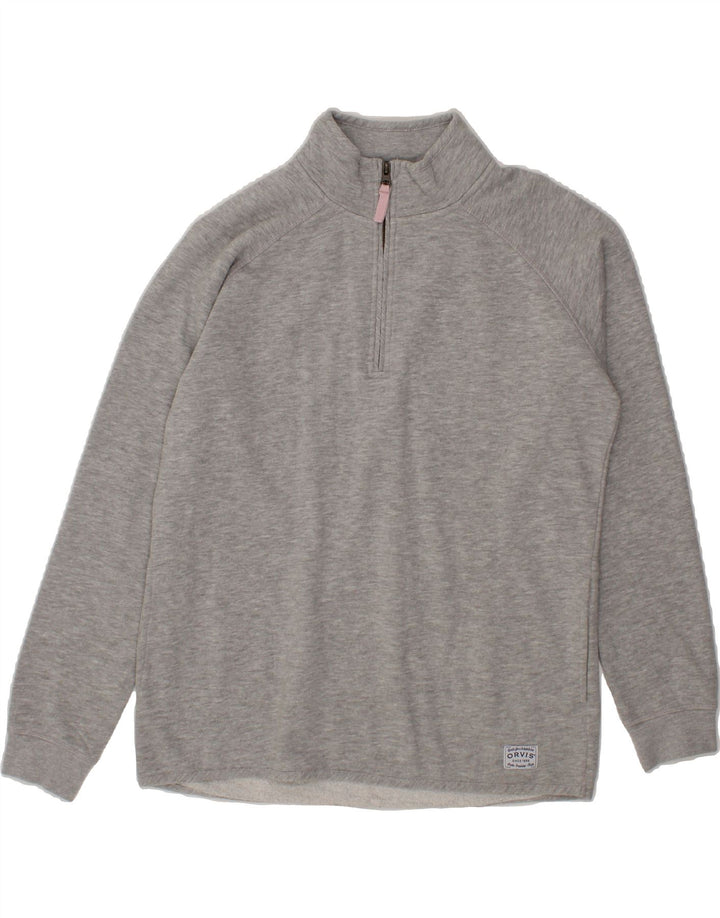 ORVIS Womens Zip Neck Sweatshirt Jumper Medium Grey Cotton Vintage Orvis and Second-Hand Orvis from Messina Hembry 