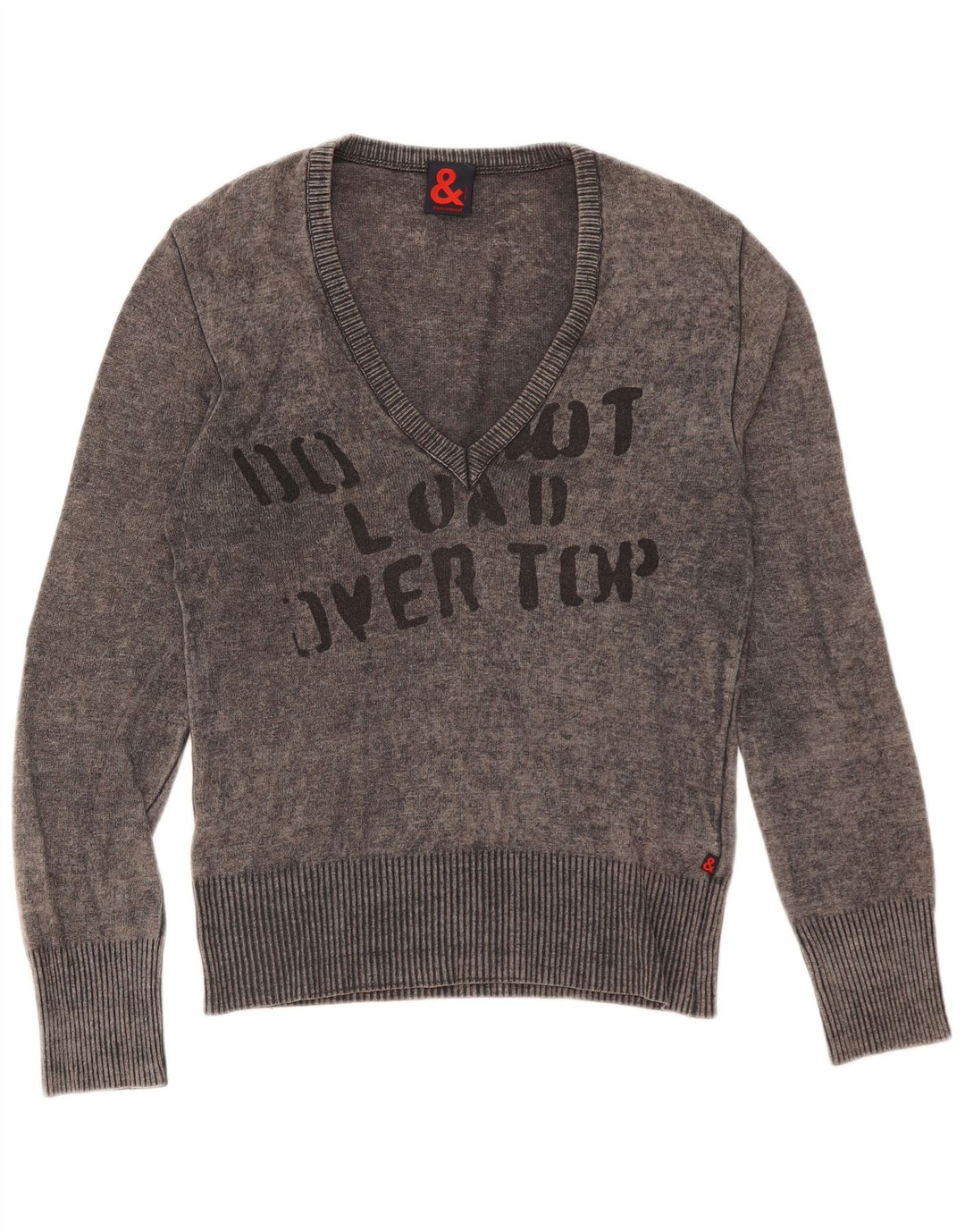 Maglione con scollo a V grafico da donna Dolce & Gabbana IT 44 Lana grigio medio