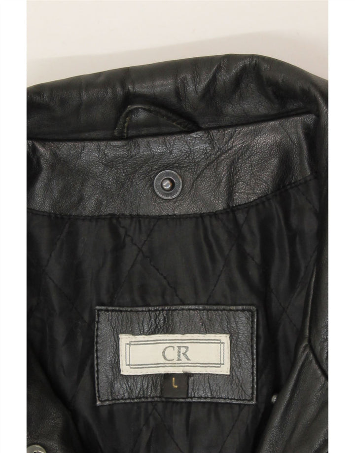 VINTAGE Mens Leather Jacket UK 40 Large Black Leather Vintage Vintage and Second-Hand Vintage from Messina Hembry 