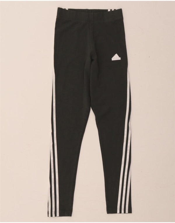 Leggings Adidas Donna UK 4/6 XS Verde Cotone