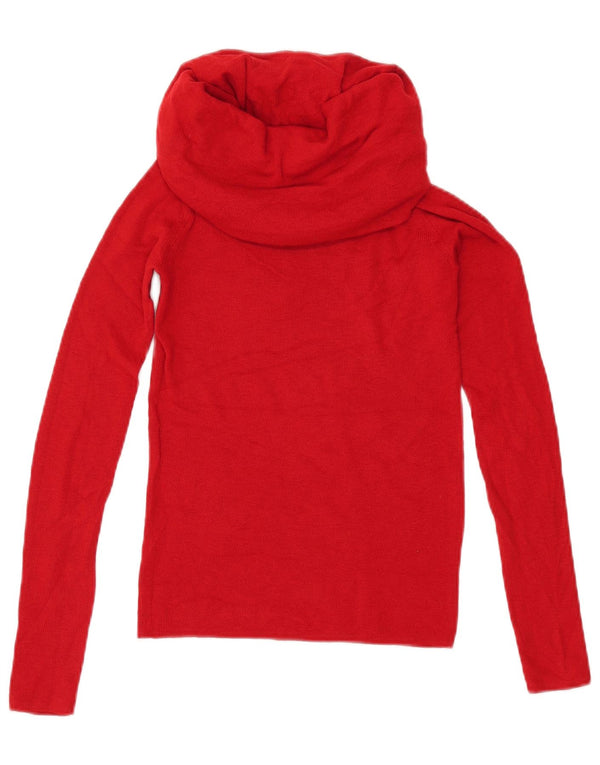 Maglione ZARA da donna con collo alto corto UK 12 rosso medio