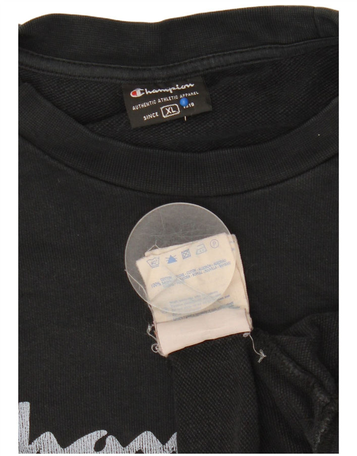 Felpa grafica da donna Champion Jumper XL in cotone nero